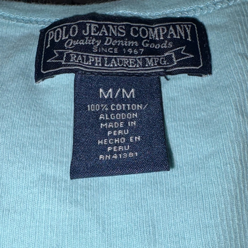 Ralph Lauren Ribbed Tank Top Size M Teal Embroidered Logo - Picture 6 of 7